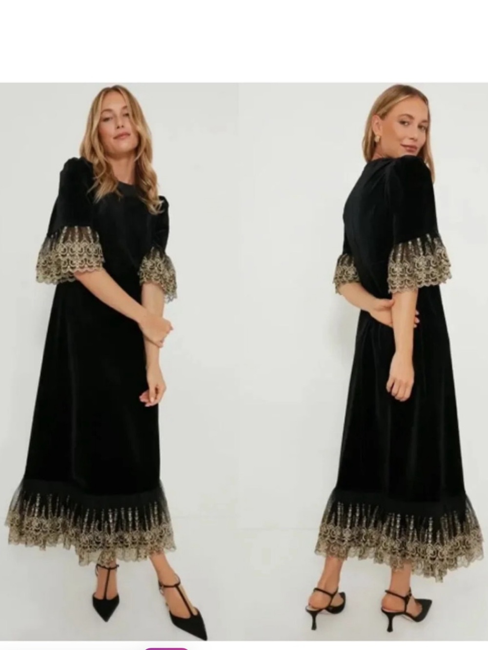 Tuckernuck Pomander Place Lillith Dress Black Gold Lace Holiday Party NWT - Picture 16 of 16